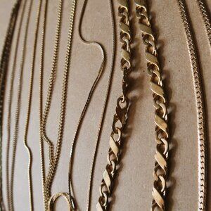 Gold Tone & Two-Tone Necklace Chain 7PC Bundle Vintage Mix Wearable